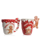 Kitchen Goods Dolomite Mug with Gingerbread Man 12cm - Red/White(2 Assorted)